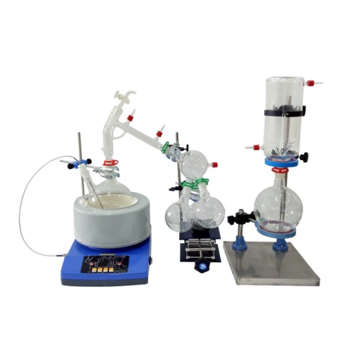 Destilación de vidrio de corto recorrido de 2 litros para laboratorio